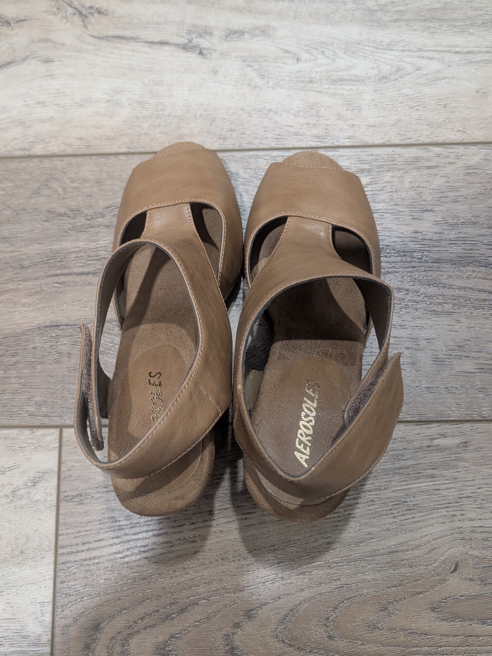 Naturalizer Taupe Cutout Peep-Toe Heel Sandals - Picture 4 of 9